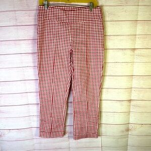 Jules‎ & Leopold Red White Cropped Pull Up Cuffed Pants Size Medium